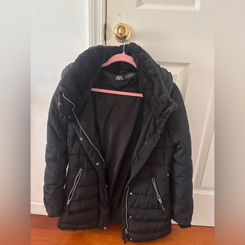 Zara Black Faux Fur Lined Jacket
